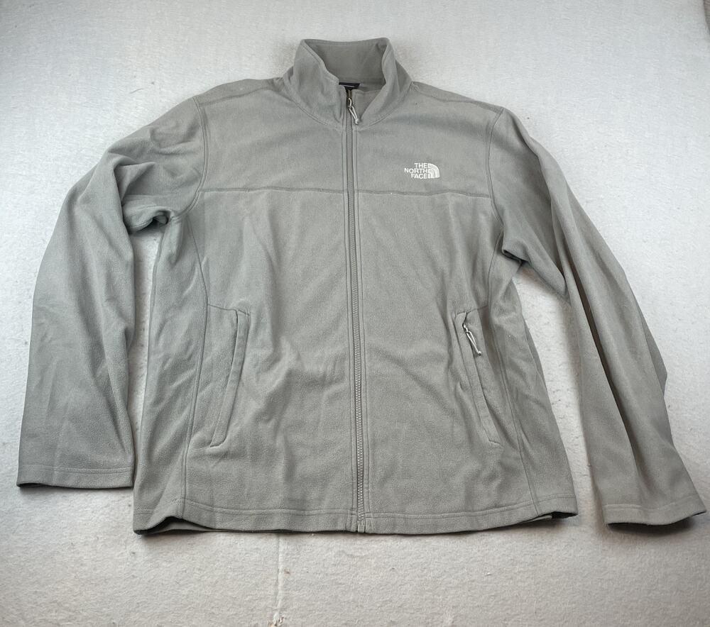 The North Face Cedar Trail Grid Fleece Full Zip Mens Sz L Jacket Gray